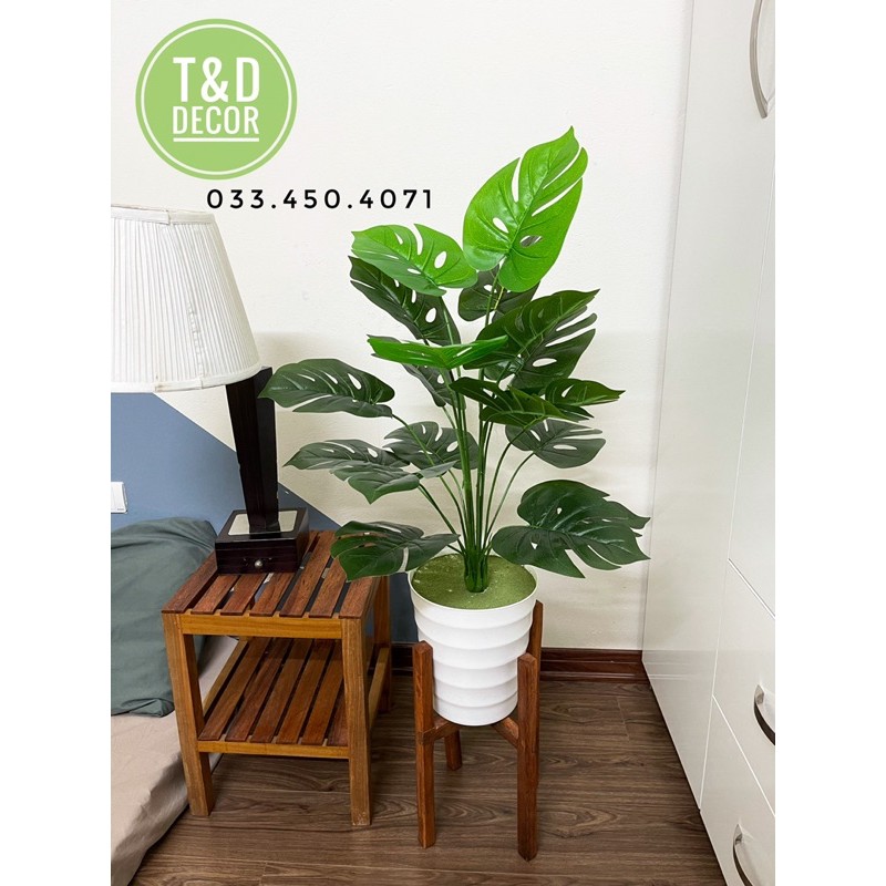 Cây giả-Cây trầu bà lá xẻ monstera 75cm