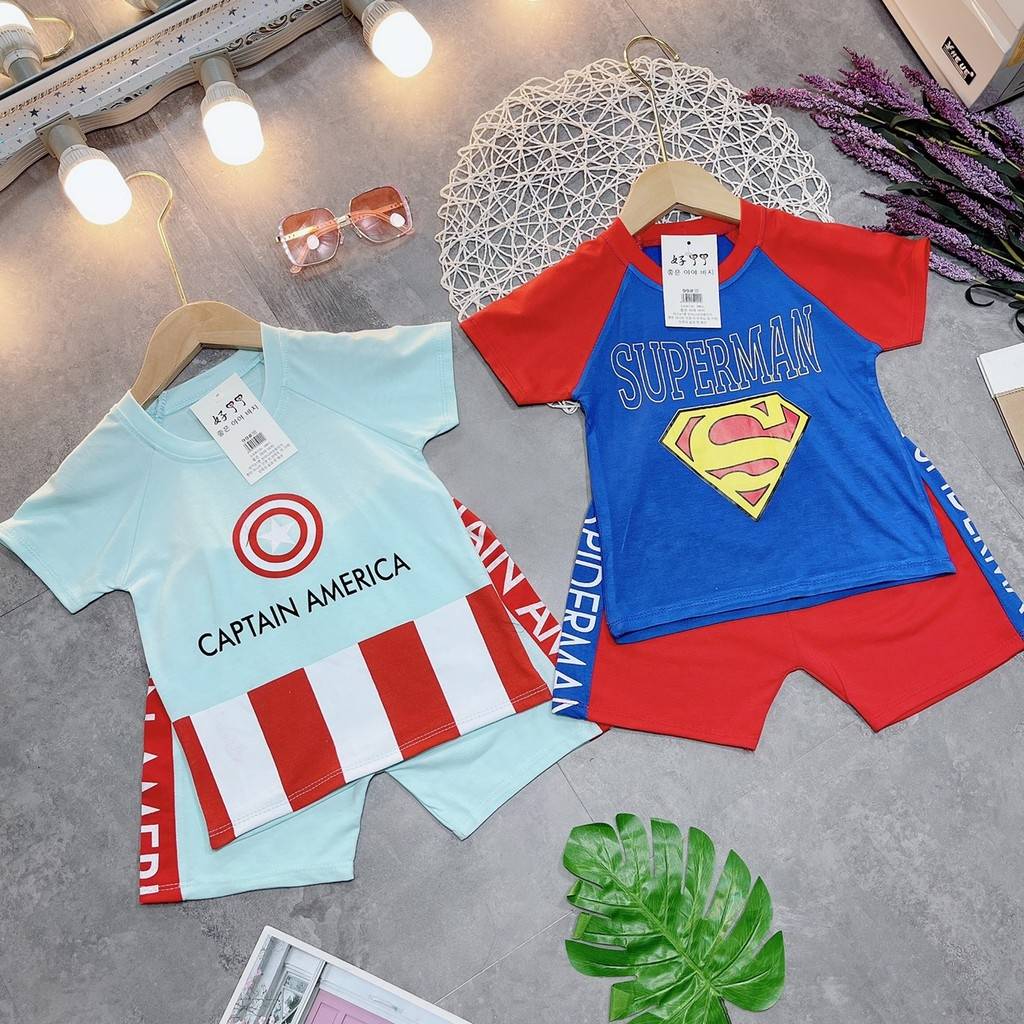 Set bộ đồ CAPTAIN AMERICA cho bé trai ( 8-20kg)