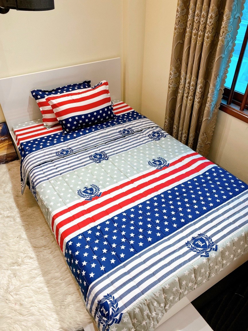 Bộ chăn ga gối cotton poly combo 5 món nvc bedding đủ kích thước 1m2 , 1m4 , 1m6 , 1m8 , 2m , 2m2