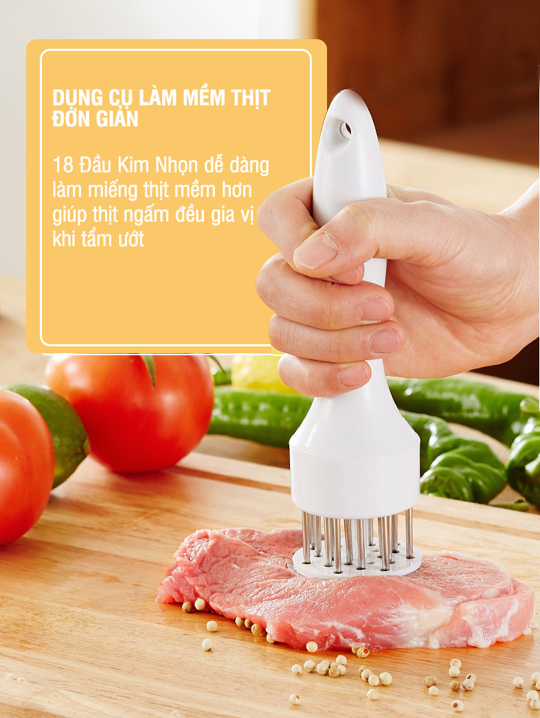 Dụng Cụ Đâm Làm Mềm Thịt Cao Cấp - Dụng Cụ Làm Mềm Thịt, Đồ Đâm Thịt, Cây Đâm Thịt