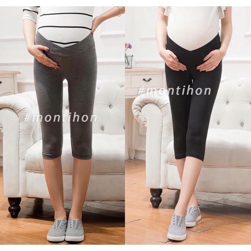 Quần legging bầu cạp chéo lửng