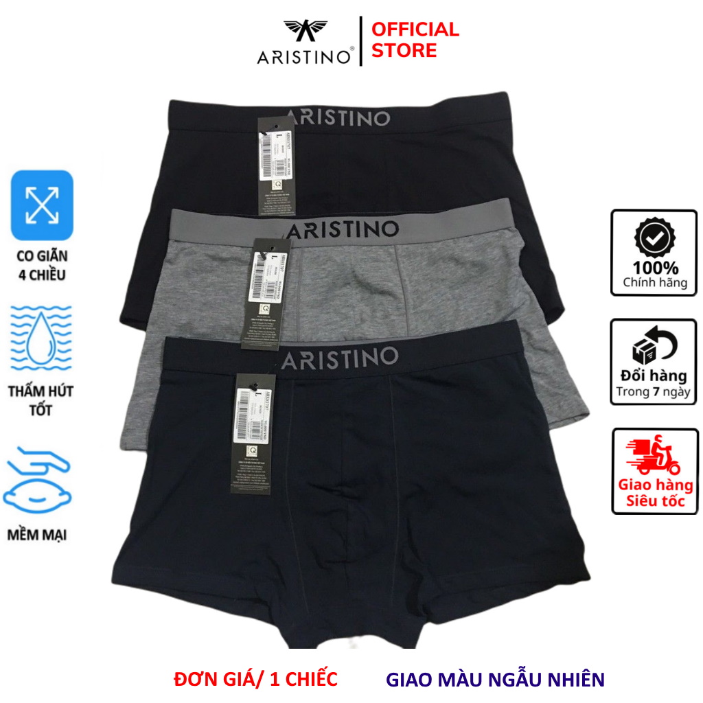 Quần lót nam sịp đùi Aristino ABX03707 quần xì dáng boxer chất cotton cao cấp mềm mịn co giãn thấm hút thoát ẩm khử mùi giao màu ngẫu nhiên