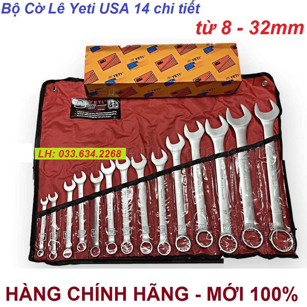 Bộ cờ lê yeti usa 14 chi tiết 8-32mm khoá vòng miệng - cờ lê 8-32mm