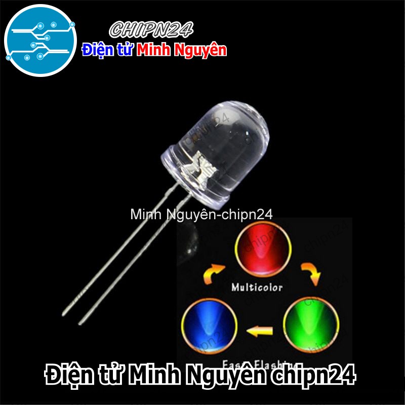 [10 con] (TK17, H14) Led 10mm Trong 7 Màu RGB 2 chân Nháy Nhanh - HH004716