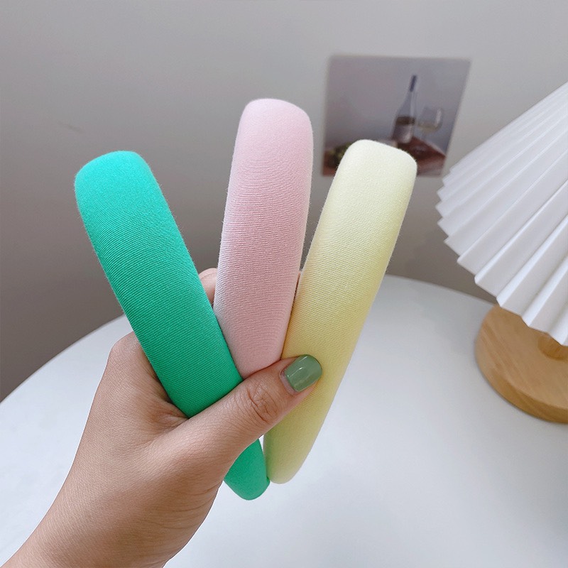 CX05 Cài tóc băng đô bờm tóc nũ cài xốp màu trơn pastel xinh xắn nhã nhặn