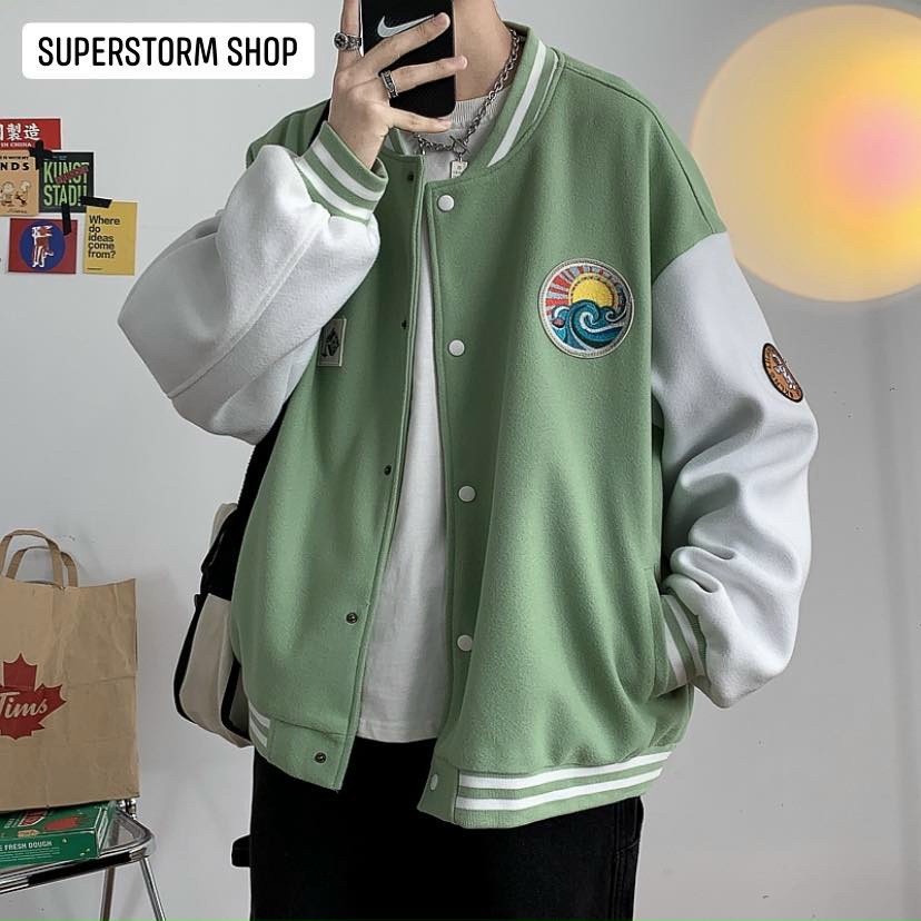 Áo Khoác Varsity Jacket  STUDIO bomber bóng chày basic nam nữ form rộng Local Brand