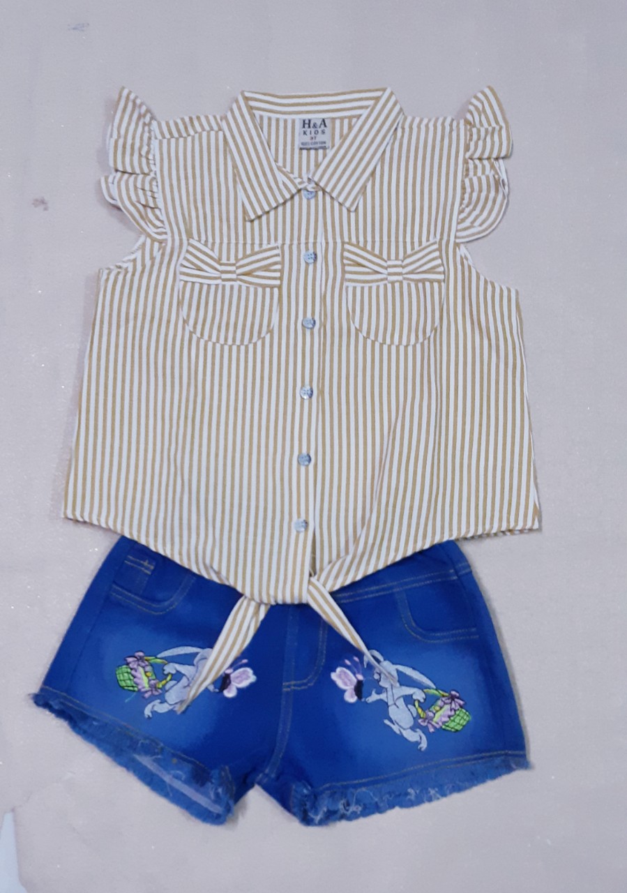 Sét áo xòe quần jean cho bé gái size đại