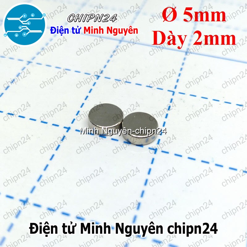 [5 viên] (K173) Nam châm Tròn phi 5mm dày 2mm - HH005953