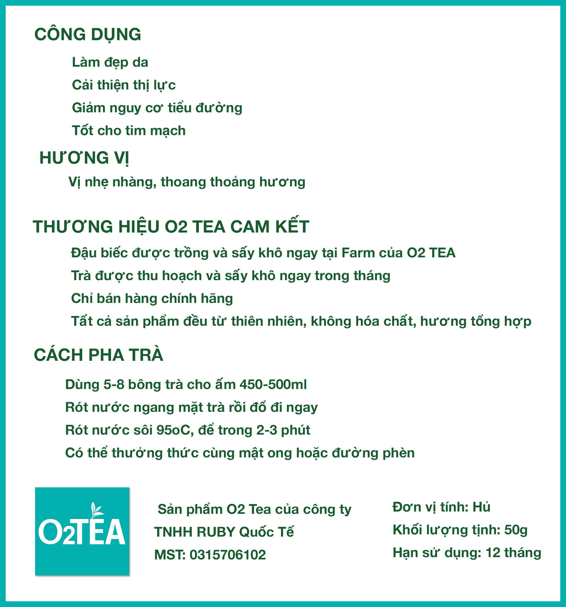 Trà Hoa Đâu Biếc Hủ 50g - Trà O2 TEA (Butterfly Pea Flower))