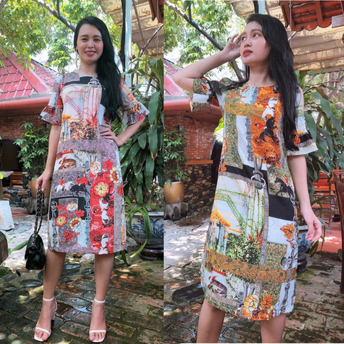 [HCM]Đầm Suông Họa Xinh Tươi Misa Fashion Siêu Đẹp, Vải Tốt, Giá Rẻ - MS393