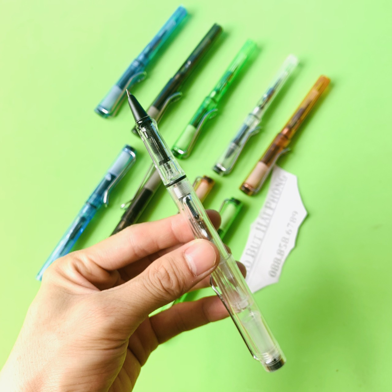 Combo 10 bút máy trong suốt ngòi nhỏ