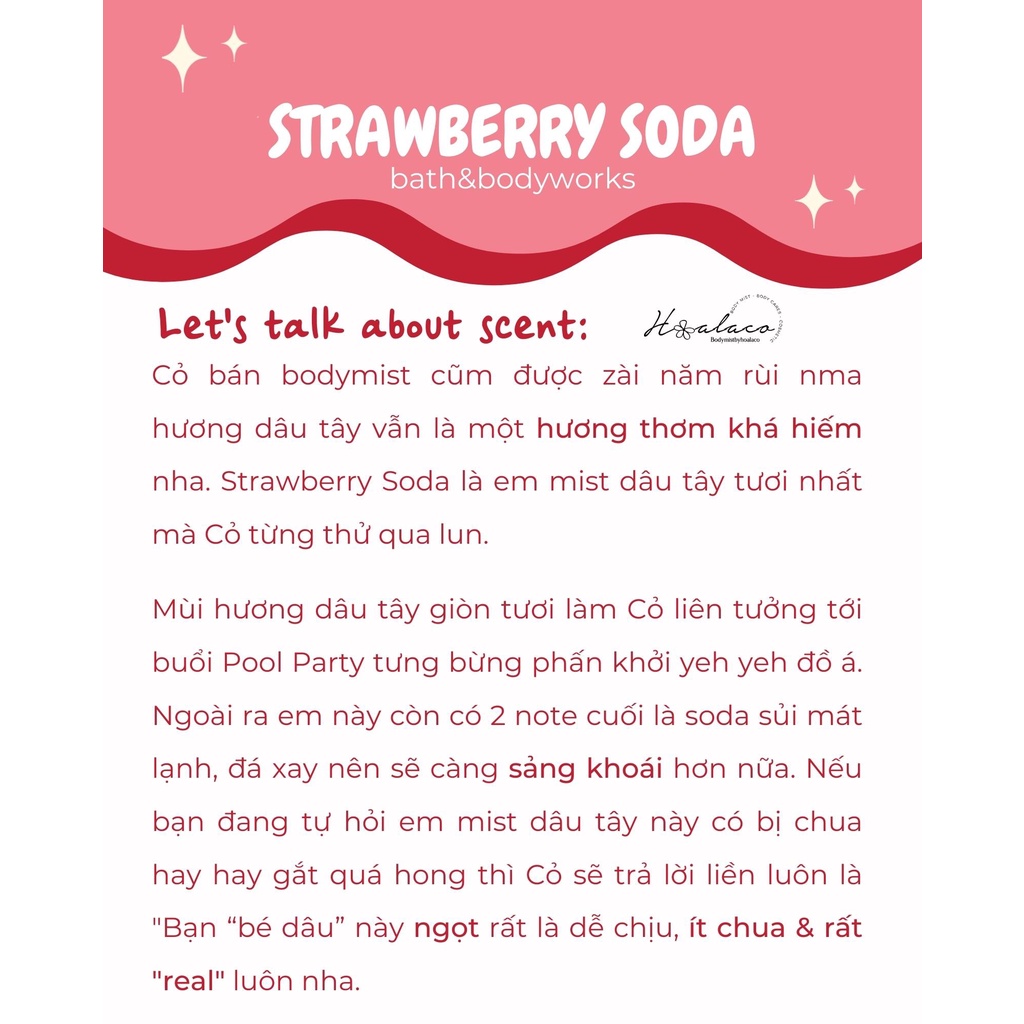 BODY MIST Xịt thơm STRAWBERRY SODA - BATH & BODY WORKS