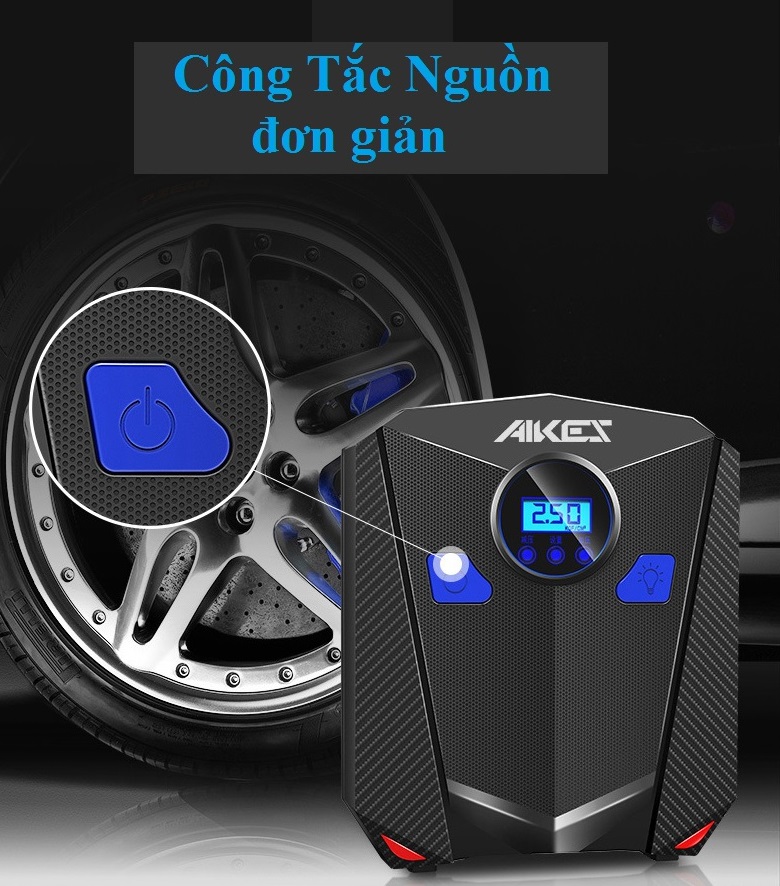 Máy bơm lốp ô tô điện tử AIKESI - máy bơm lốp ô tô đa năng, máy bơm lốp xe ô tô mini