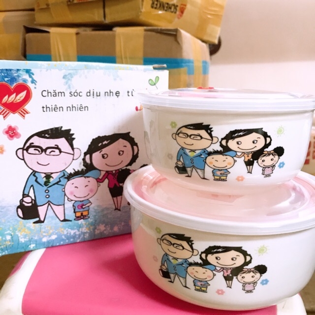Bộ 2 thố sứ nắp hút chân không