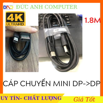 Dây cáp Mini displayport to displayport 1.8m- Dây Zin Theo LCD DELL- Hỗ Trợ 4k, Mini DP to DP- Cáp Cao Cấp Đi Kèm LCD DELL Ultra