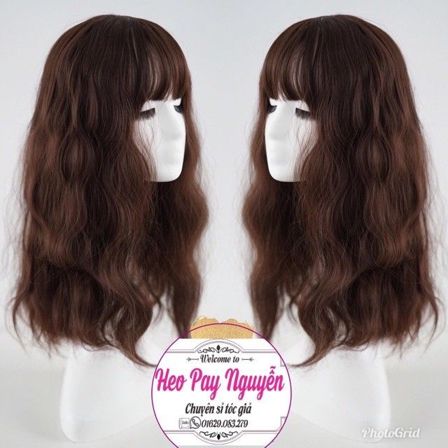 Tóc giả nữ - Tóc giả nguyên đầu xù lửng 45cm