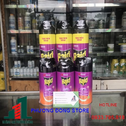 Bình xịt muỗi và côn trùng Raid - bình xịt sẵn(600ml -  700ml) (không mùi, hương lavender)