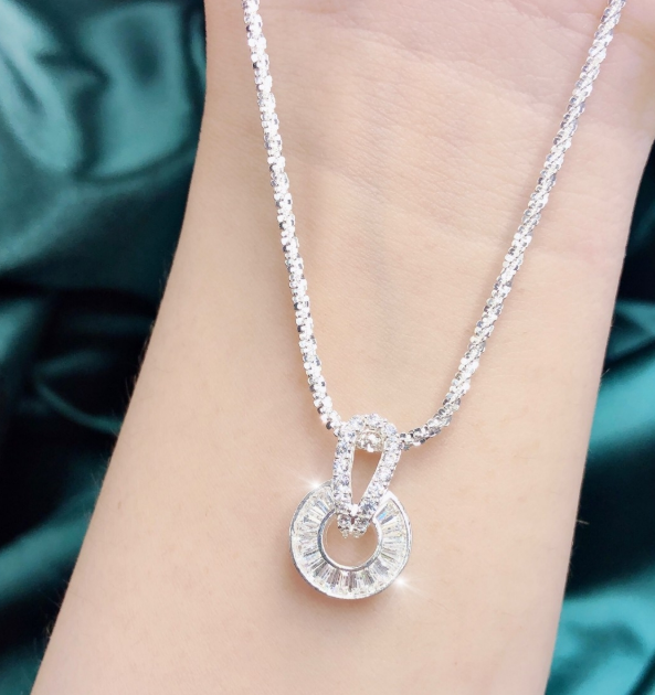 [HCM]Dây Chuyền Bạc 925  Đính Đá Cao Cấp Thời Trang Dây Mì Chắc.