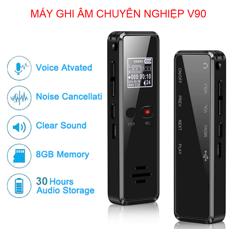 Máy Ghi Âm Chuyên Nghiệp GH-818 Bộ Nhớ Trong 8Gb Công Nghệ Khử Tiếng Ồn Tự Động Máy Ghi Âm Chuyên Nghiệp 818 Tích Hợp Micro Âm Thanh Kỹ Thuật Số Màn Hình LCD Công Nghệ VAR/VOR Hỗ Trợ Nghe Nhạc Mp3 - Thời Gian Ghi Âm Lên Tới 30 Tiếng