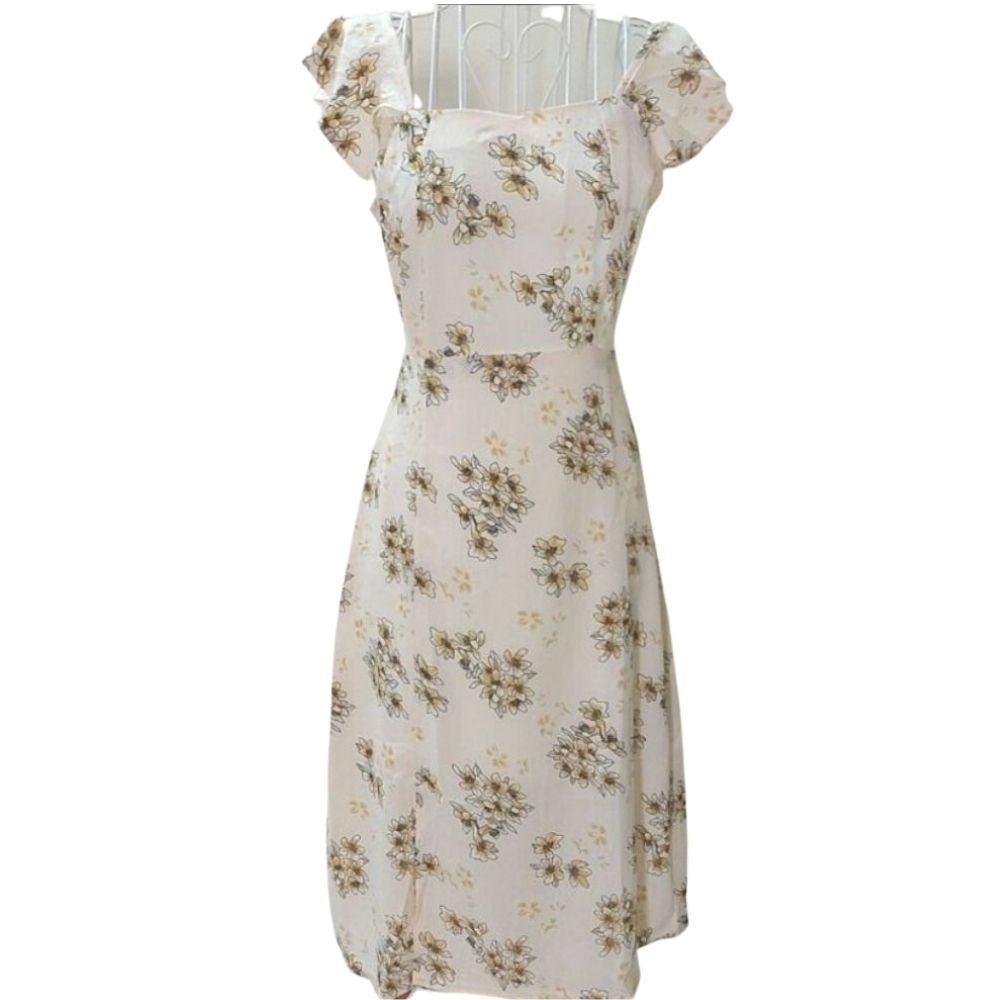 Dress dress maxi 2 wire silk sponge flower fairy wings antique square xẻ flowing sexy