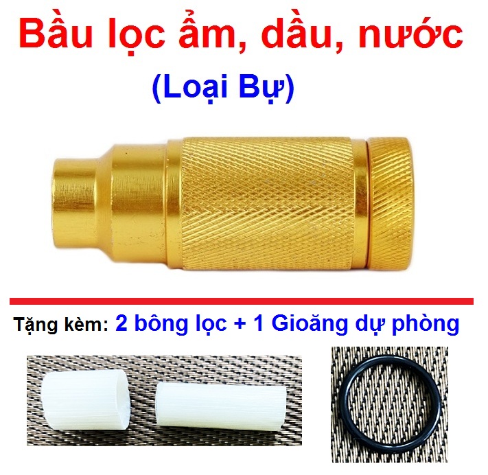 [ bơm ] Đầu lọc dầu loại to như hình dùng lọc ẩm, lọc nước, Bầu lọc Bự + Tặng kèm 2 bông lọc và 1 Roăn dự phòng cho các bơm cao áp pkb