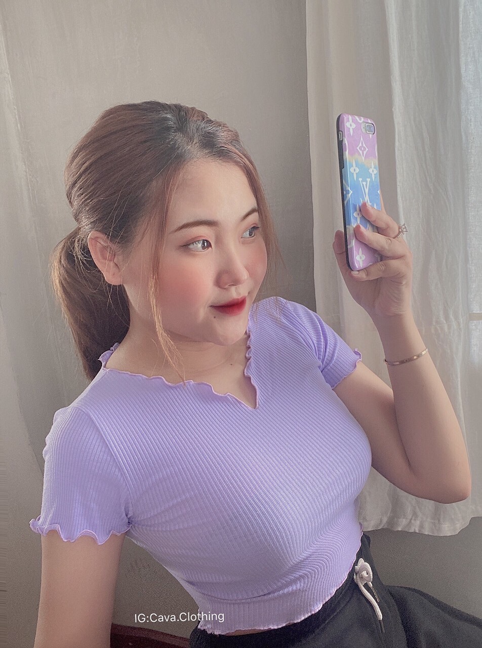 ÁO THUN CROPTOP DÂY RÚT MỘT BÊN SNU