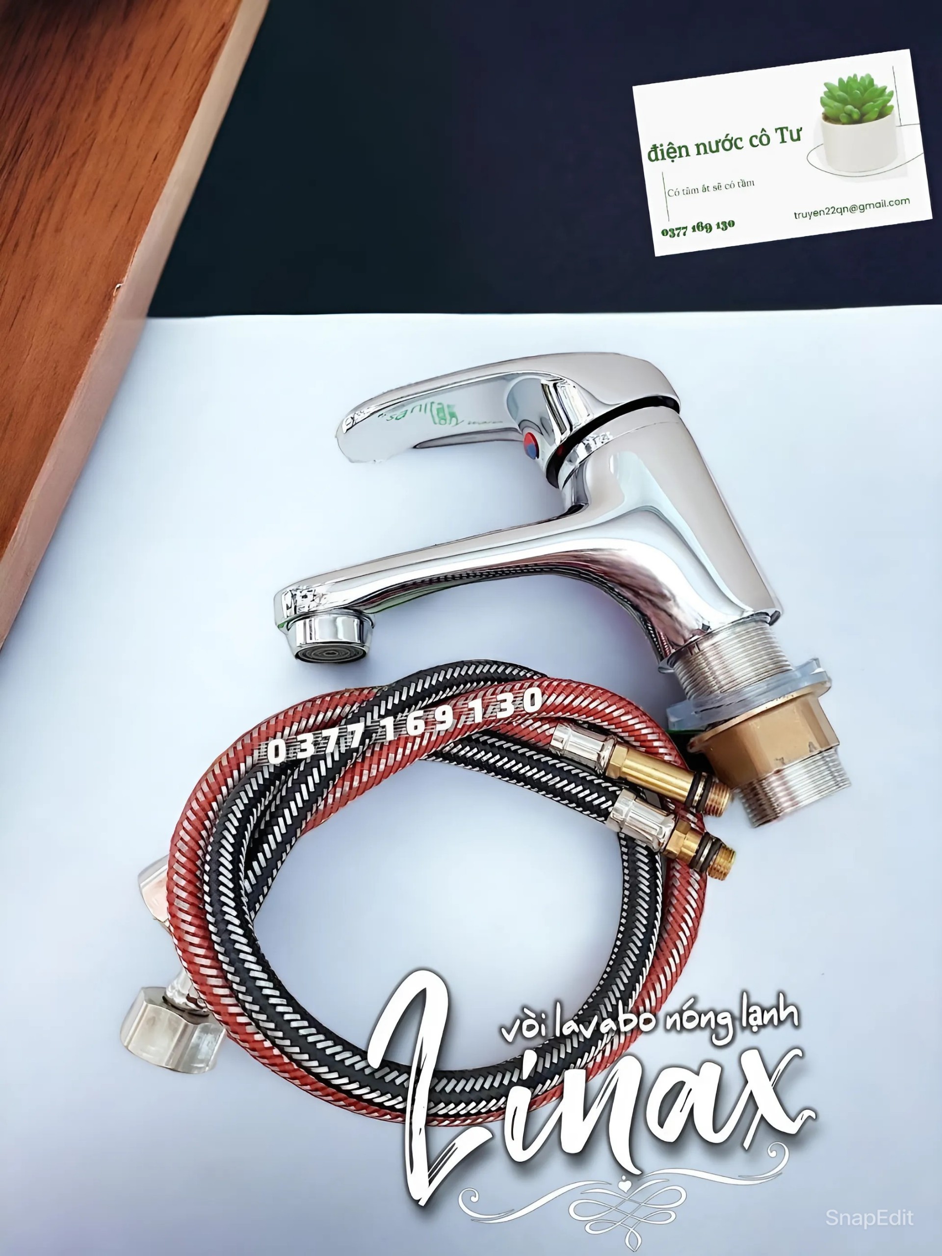 Vòi lavabo nóng lạnh đồng thau linax
