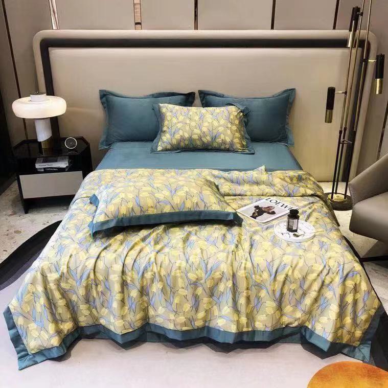 Bộ drap LỤA THÁI HÌNH HOA cao cấp 5 món CÓ MỀN CHẦN