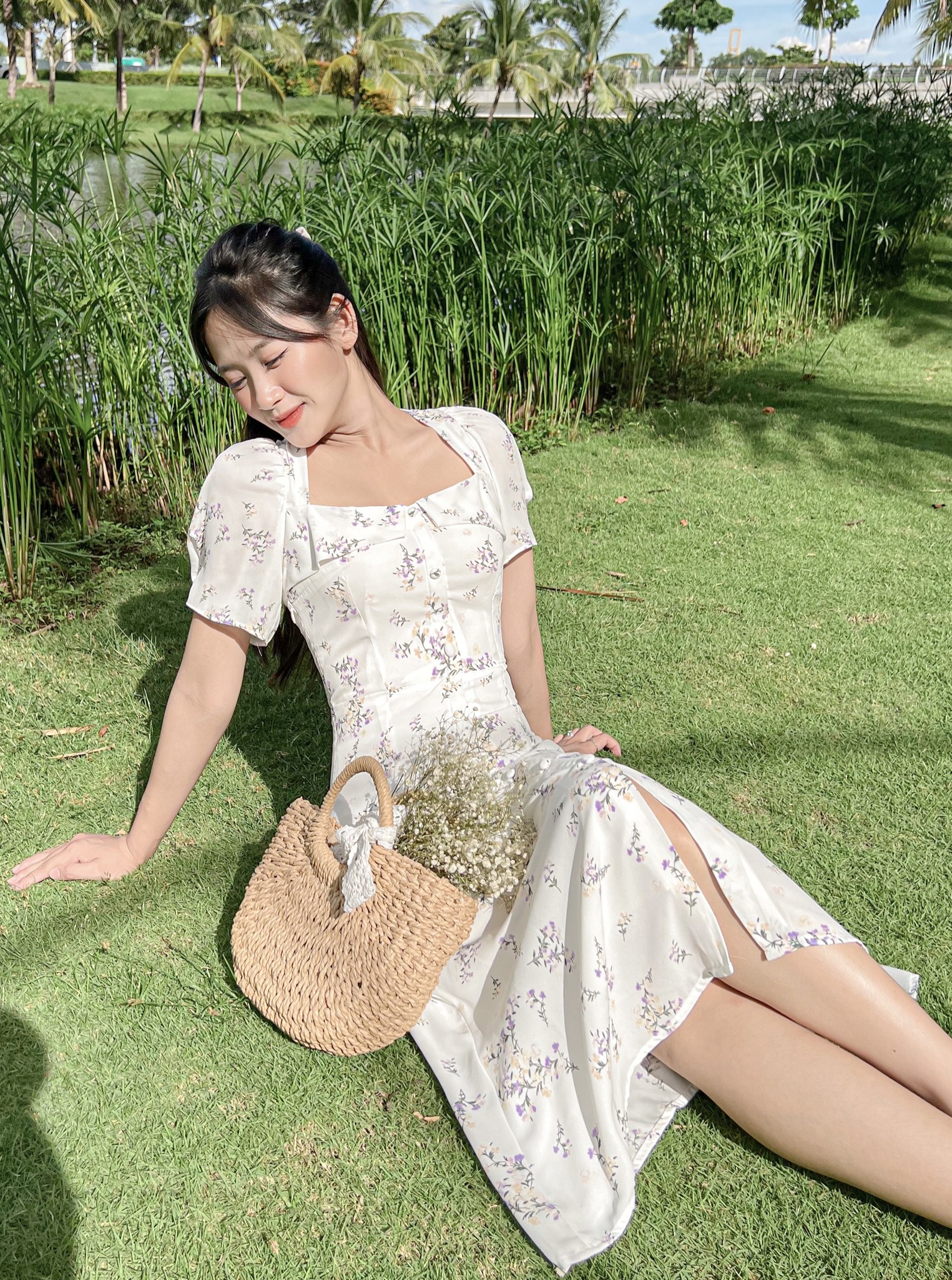 Đầm TALY- Đầm hoa dài dây chéo lưng
