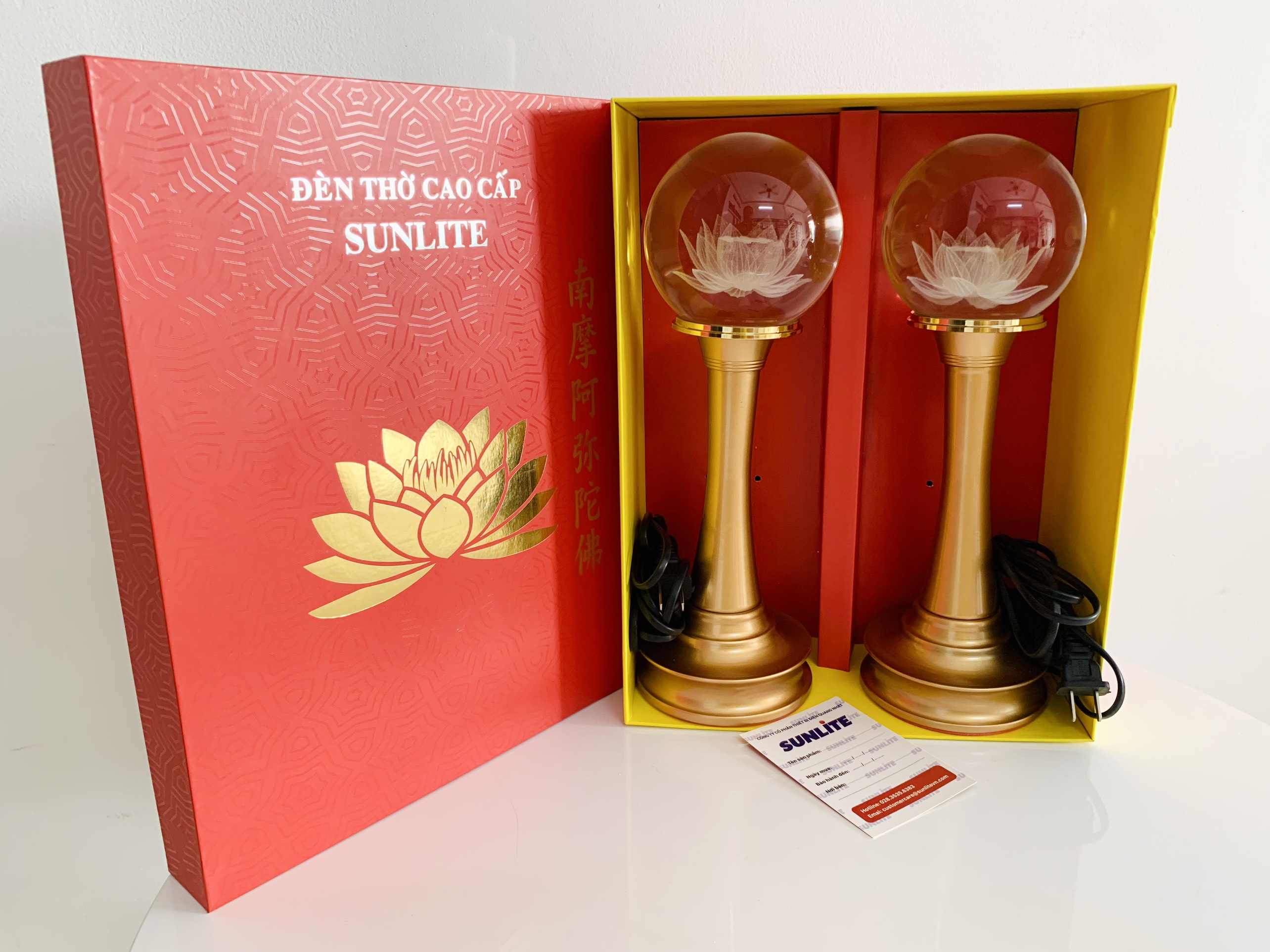 Đèn thờ cúng hoa sen pha lê cao cấp