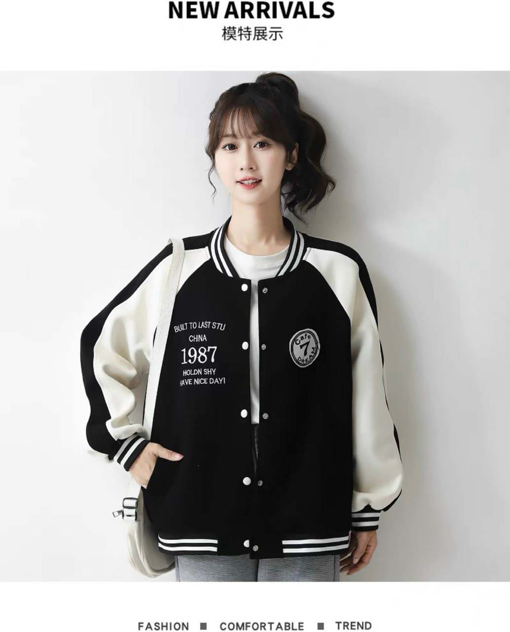 Áo Khoác Bomber Nữ Logo 1987 phong cách siêu hot