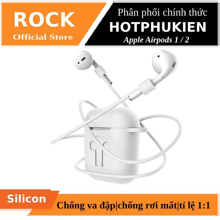 [HCM]Bao case silicon siêu mỏng kiêm dây nối chống mất cho tai nghe Apple Airpods 1 / 2 hiệu Rock Carying Case (chống vân tay chống bám bẩn vật liệu cao cấp tỉ lệ 1:1 chống mất tai nghe)   - Phân phối bởi Hotphukien