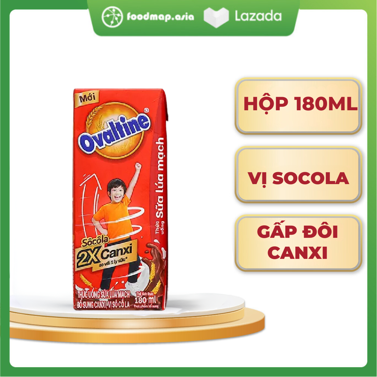 Sữa ovaltine canxi socola - hộp 180ml - thơm ngon bổ dưỡng - foodmap