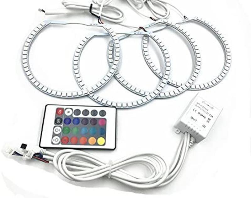 ✥◎۞ Bowen RGB Led angel eye Headlight Multi-color remote control colorful aperture For BMW E36 E38 E39 E46 4x131 mm Accessories
