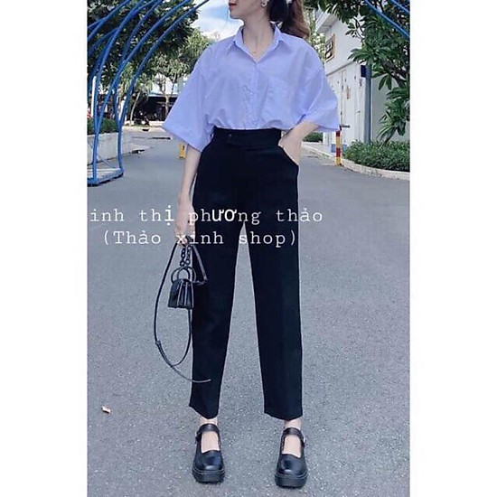Quần baggy ống đứng cạp lệch