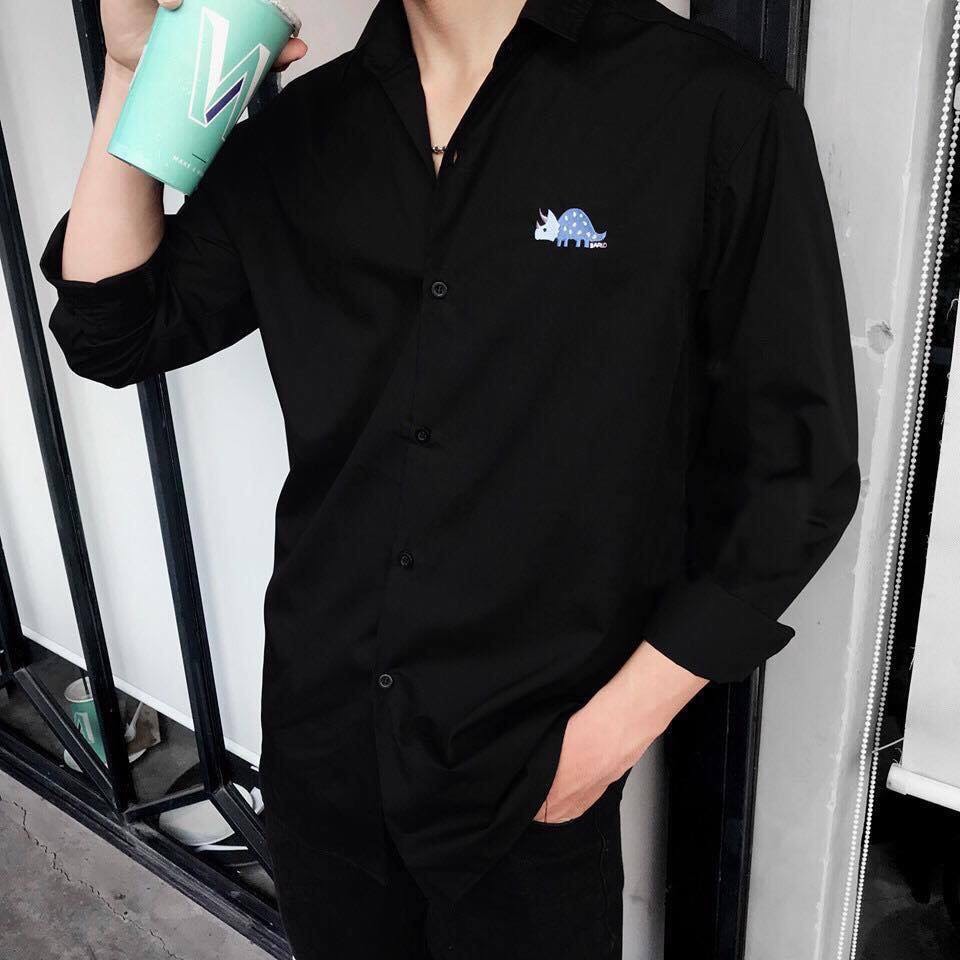 Áo sơ mi nam nữ Unisex in hình họa tiết KHỦNG LONG cực hottrend thời trang PONIVALAZA cao cấp phong cách Hàn Quốc trẻ trung năng động (nhiều màu)