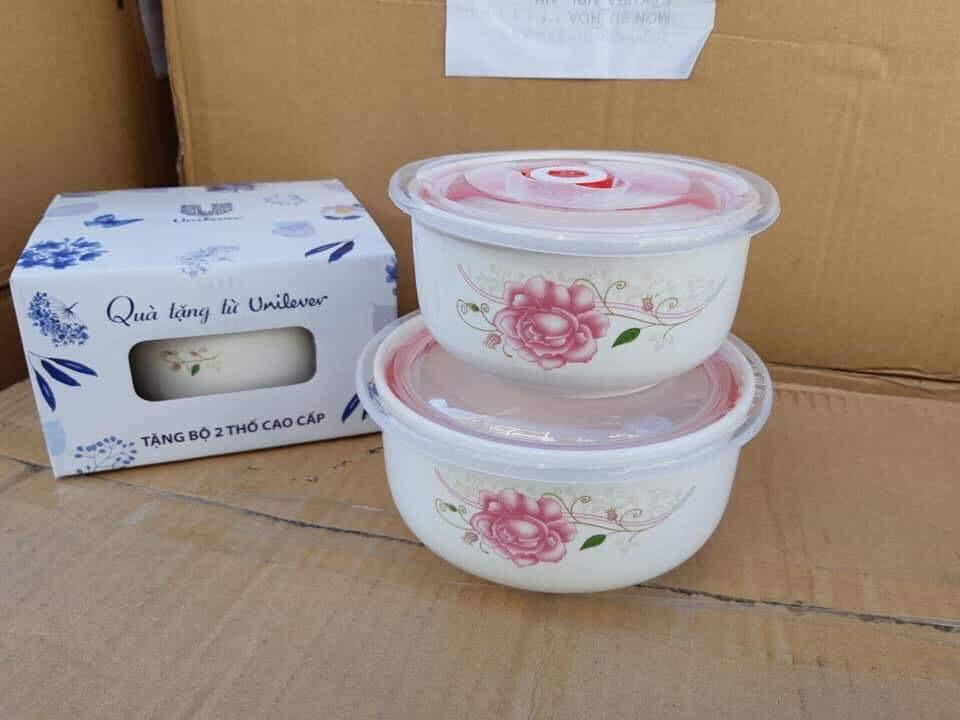 [HCM]Bộ 2 thố sứ hút chân không