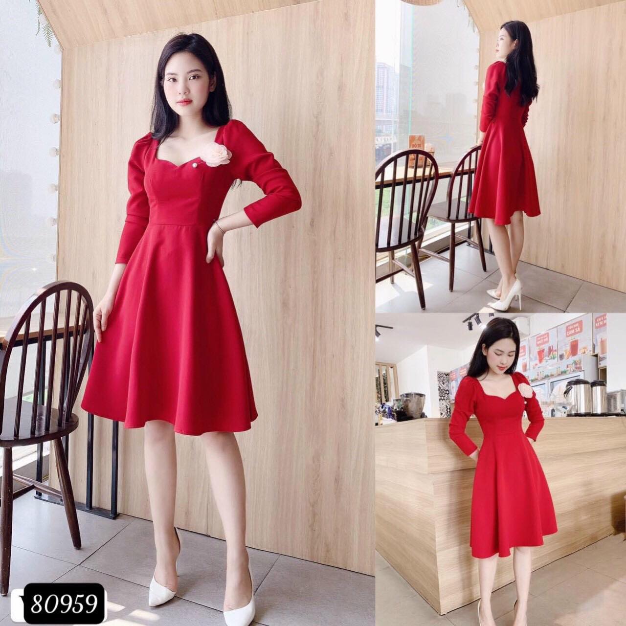 [HCM]ĐẦM XÒE DỰ TIỆC CỔ VUÔNG KÈM HOA DỄ THƯƠNG
