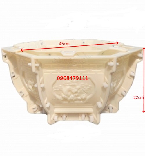 Khuôn đúc chậu cảnh abs lục giác 45 thân bầu cao 22cm