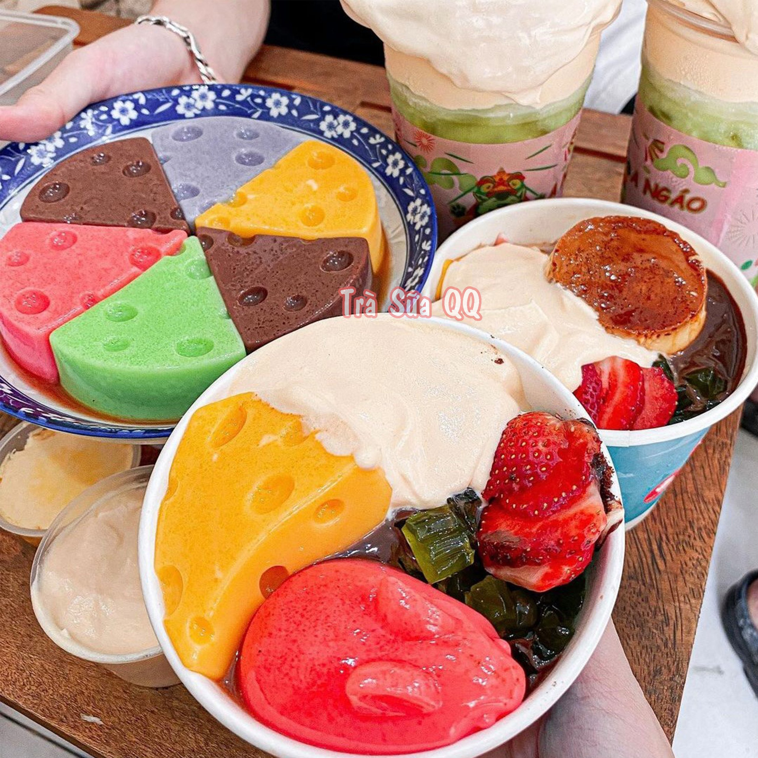 BỘT LÀM PUDDING TRỨNG, KHOAI MÔN, DÂU, SOCOLA, MATCHA - TOPPING TRÀ SỮA