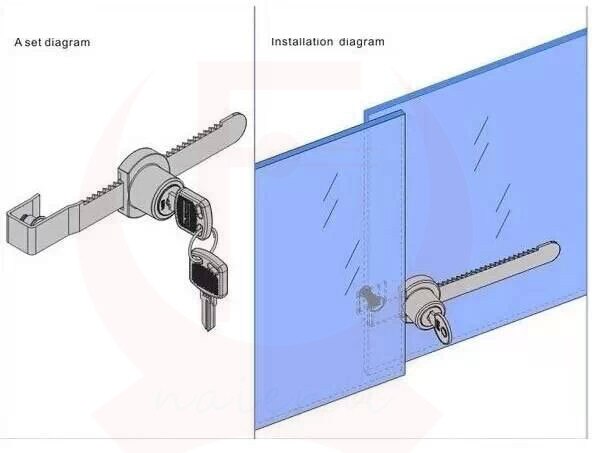 Khóa Tủ Kính Cửa Lùa HMR Khóa Răng Cưa