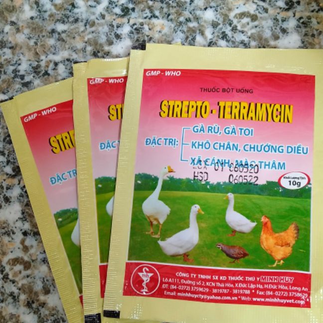 Gà gù,toi , chướng diều màu thâm strepto 3 gói x 10gr