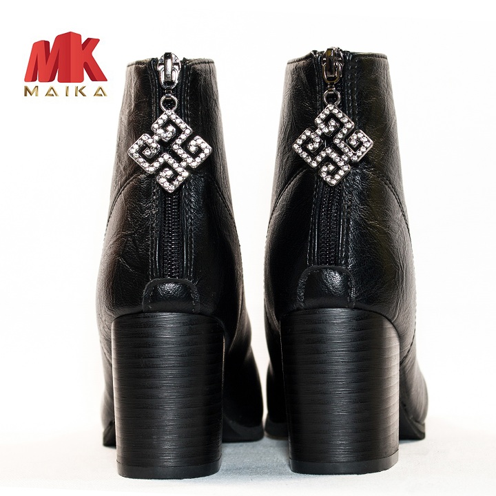 Boot Nữ Gót Vuông Cao 8cm cổ cao S128 Đen thời trang hiện đại cá tính MK STORE