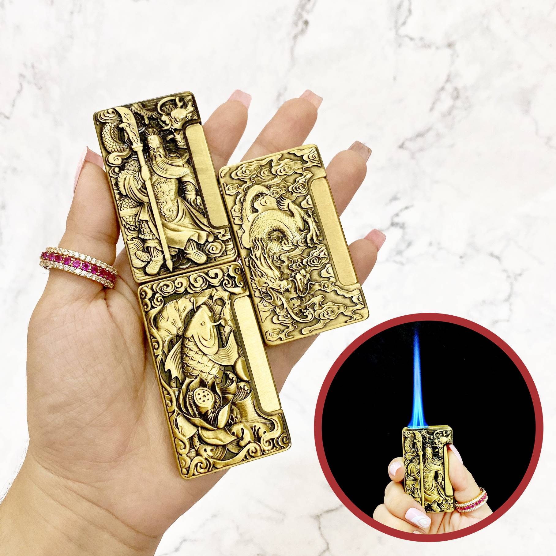 BẬT LỬA KHÈ 2 TIA - BẤM NGANG HÌNH NỔI CÁC KIỂU - (XÀI GAS)