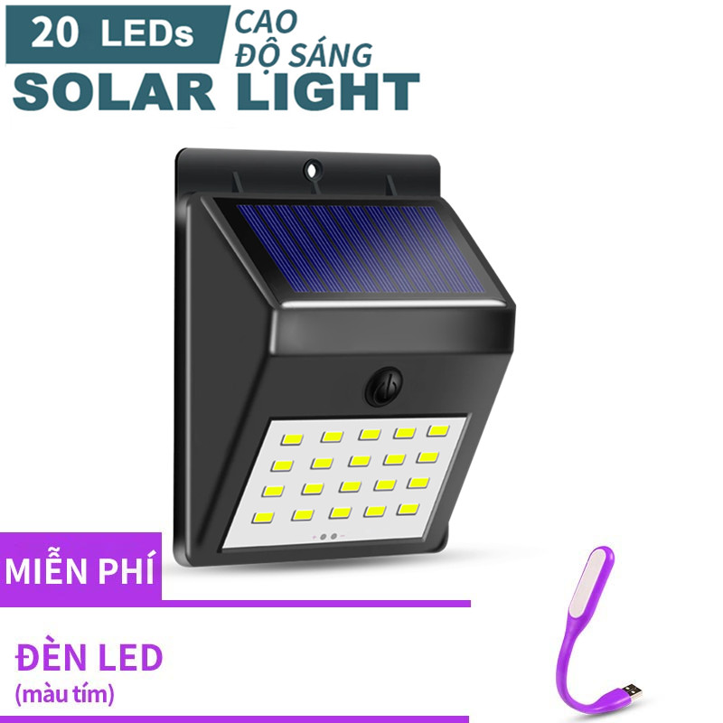 (Miễn phí Đèn led USB mini) Đèn năng lượng mặt trời Solar 20 LED siêu sáng