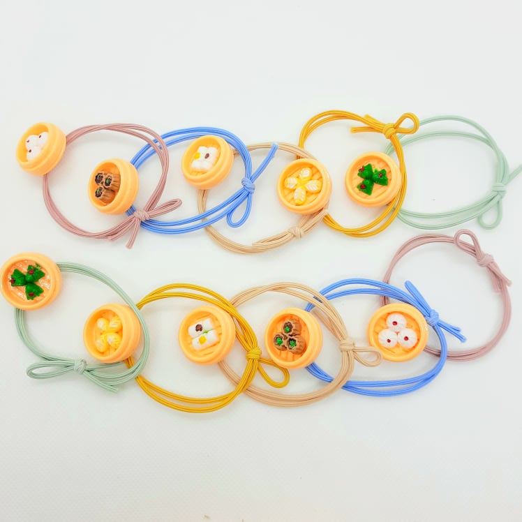 3 Sợi Dây cột tóc Icon,thun cột tóc hình đồ ăn siêu đáng iu