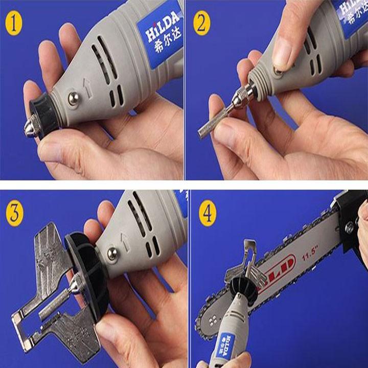 Dụng cụ mài lưỡi cưa xích gắn máy mài