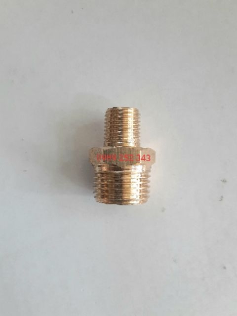Nối 2 đầu ren ngoài 21/13 mm ( dài )100% đồng thau