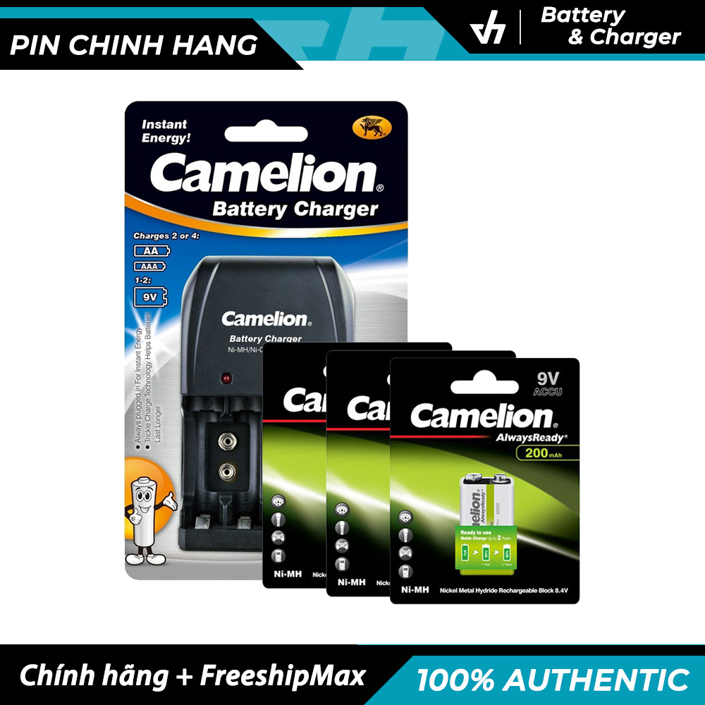 Bộ sạc pin Camelion 0904 kèm 3 pin sạc Camelion 9V