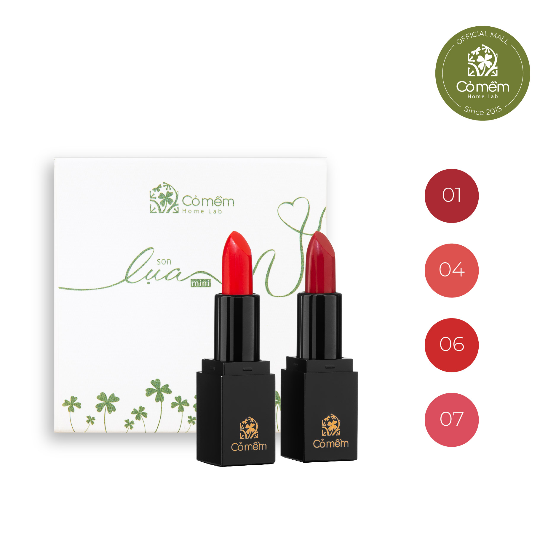 Set 2 Son Lụa Mini An Toàn Cỏ Mềm